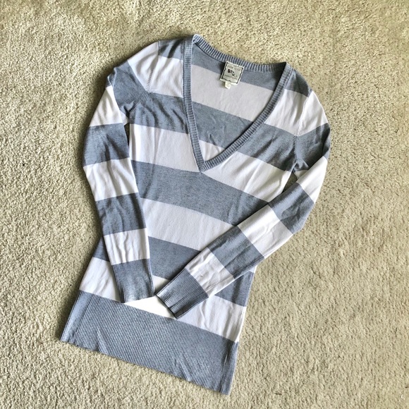 Heather Gray and White Stripe Tunic Mini Dress - Picture 1 of 5